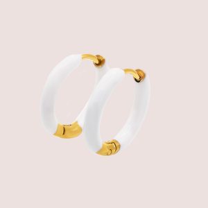 white & gold dainty hoops