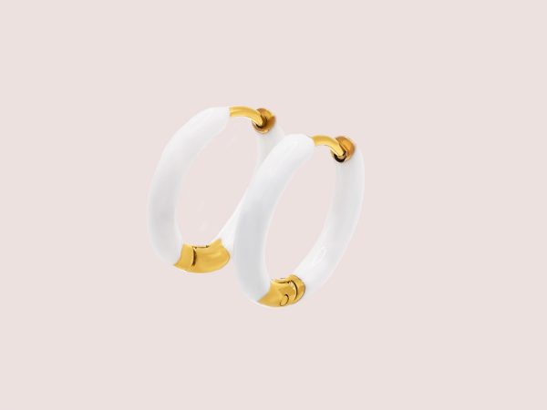 white & gold dainty hoops