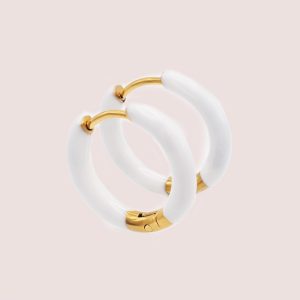 white & gold dainty hoops