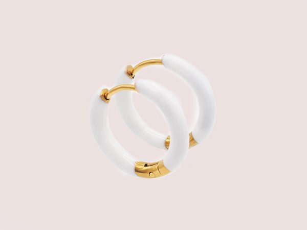 white & gold dainty hoops