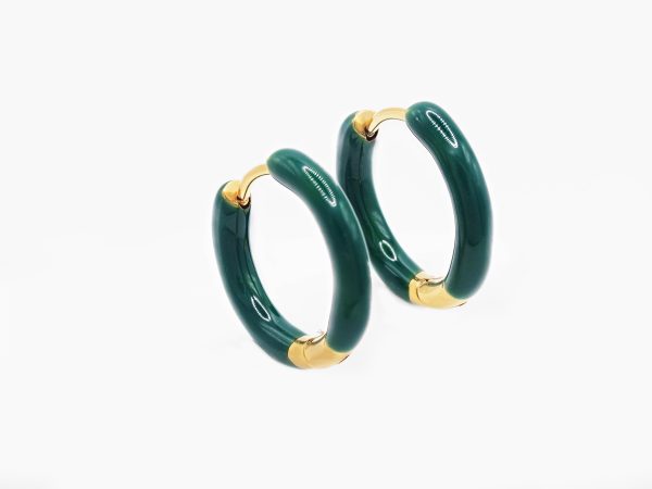 green & gold dainty hoops