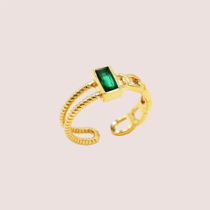 Green Cubic Zirconia Ring