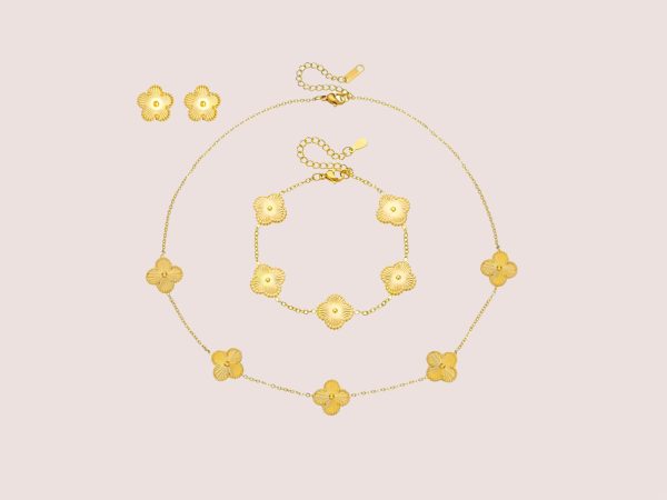 18k Gold Clover Set