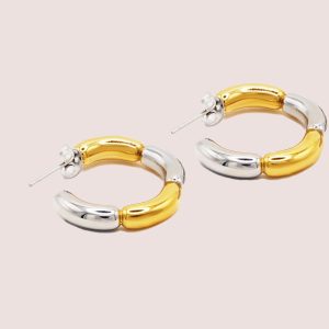 two tone hoop earrings