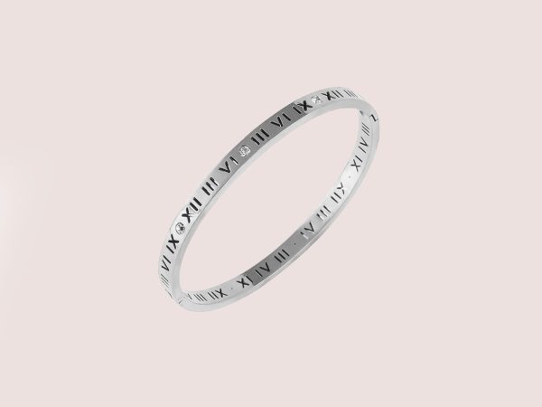 Numerical bangle silver