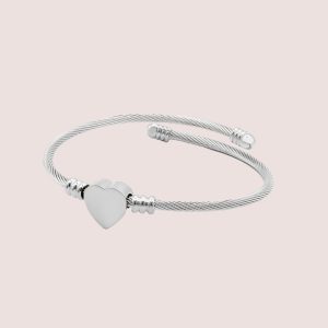 heart love bangle in silver