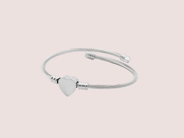 heart love bangle in silver