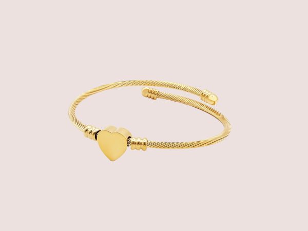 heart love bangle in gold