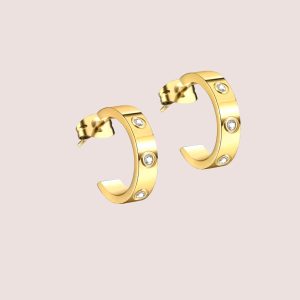 diamond style earrings in gold