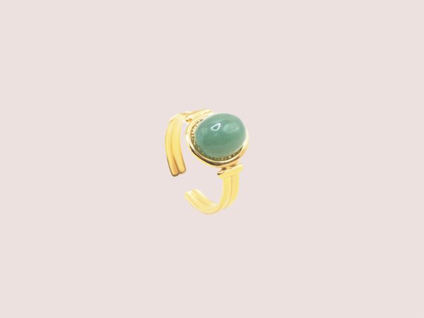 stone open ring in green