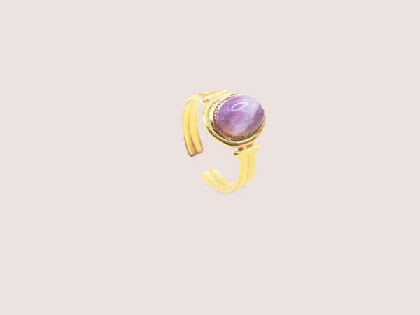 stone open ring in purple