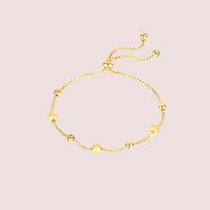 gold beaded adjustable bracelet