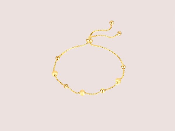 gold beaded adjustable bracelet