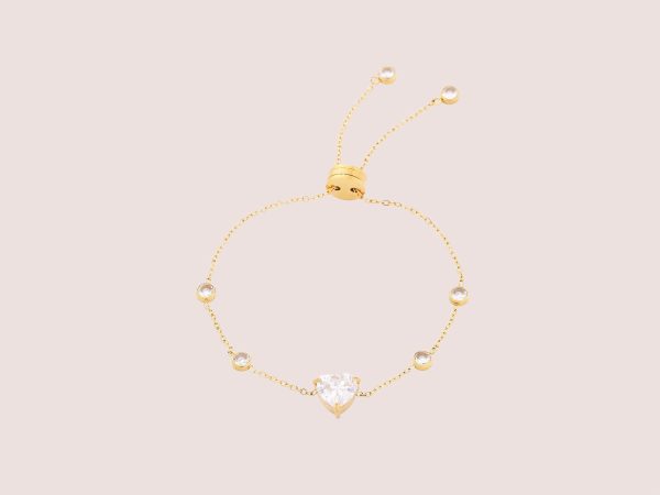 Zircon Heart Adjustable Bracelet gold