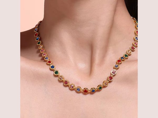 zircon tennis necklace multi