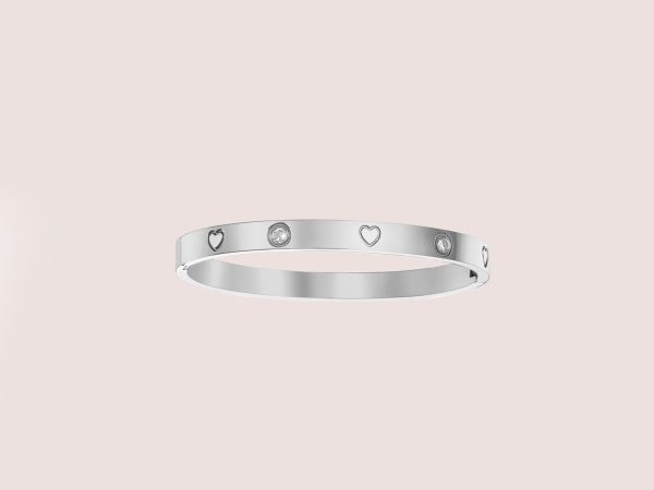 crystal clover bangle silver