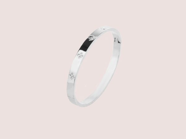 clover cz bangle silver