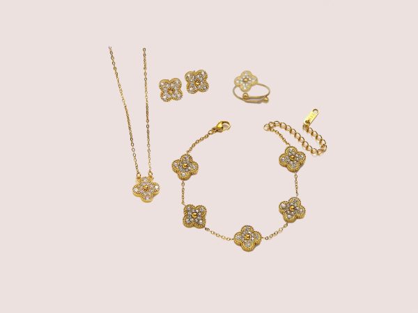 4 piece clover set stone gold