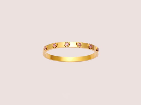 zircon heart bangle pink