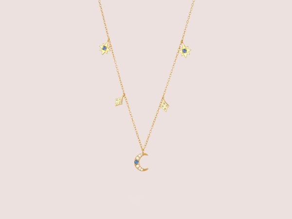 Blue Zircon Moon necklace