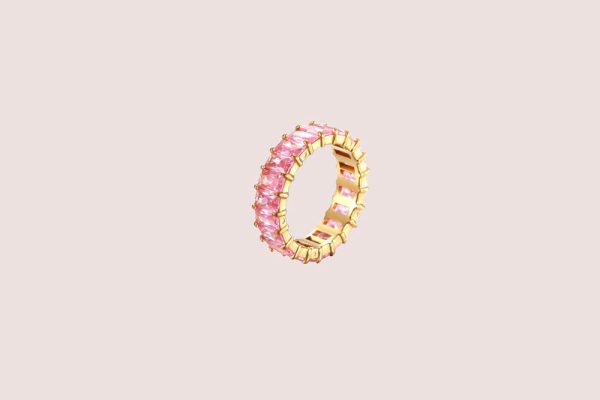 gemstone ring in pink