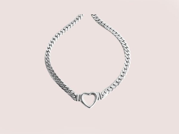 heart necklace in silver