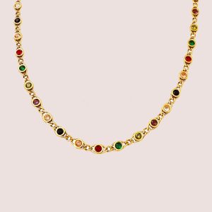 multi-coloured gem necklace