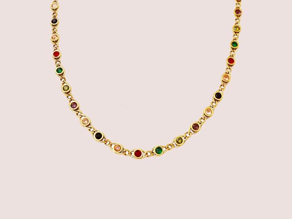 multi-coloured gem necklace