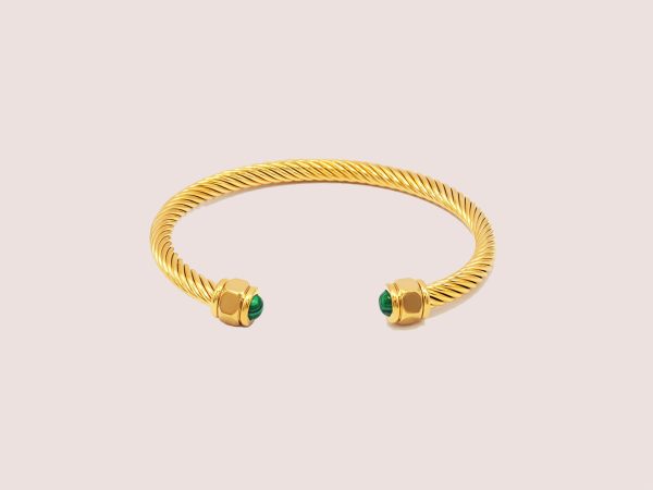 twist bangle in gold and green