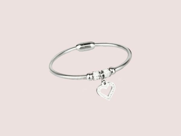 heart magnet bracelet silver