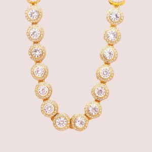 chunky rhinestone necklace in gold