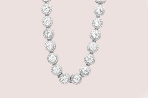 chunky rhinestone necklace in silver