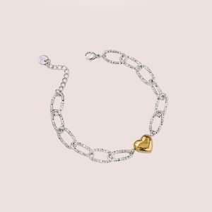 two tone heart bracelet