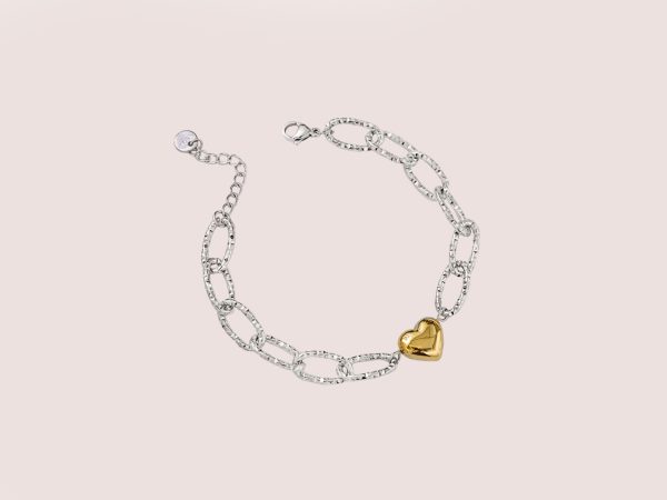 two tone heart bracelet