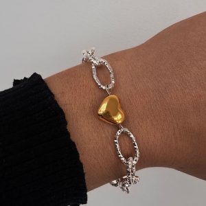 two tone heart bracelet