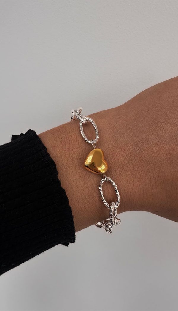 two tone heart bracelet